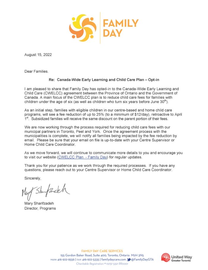Letter to Parents re: CWELLC Opt In - Click to get to more information about the Canada-wide Early Learning Plan