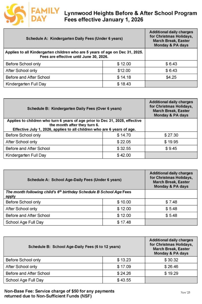 Click here to download a copy of Lynnwood Heights Before & After School Program fees effective January 1, 2026