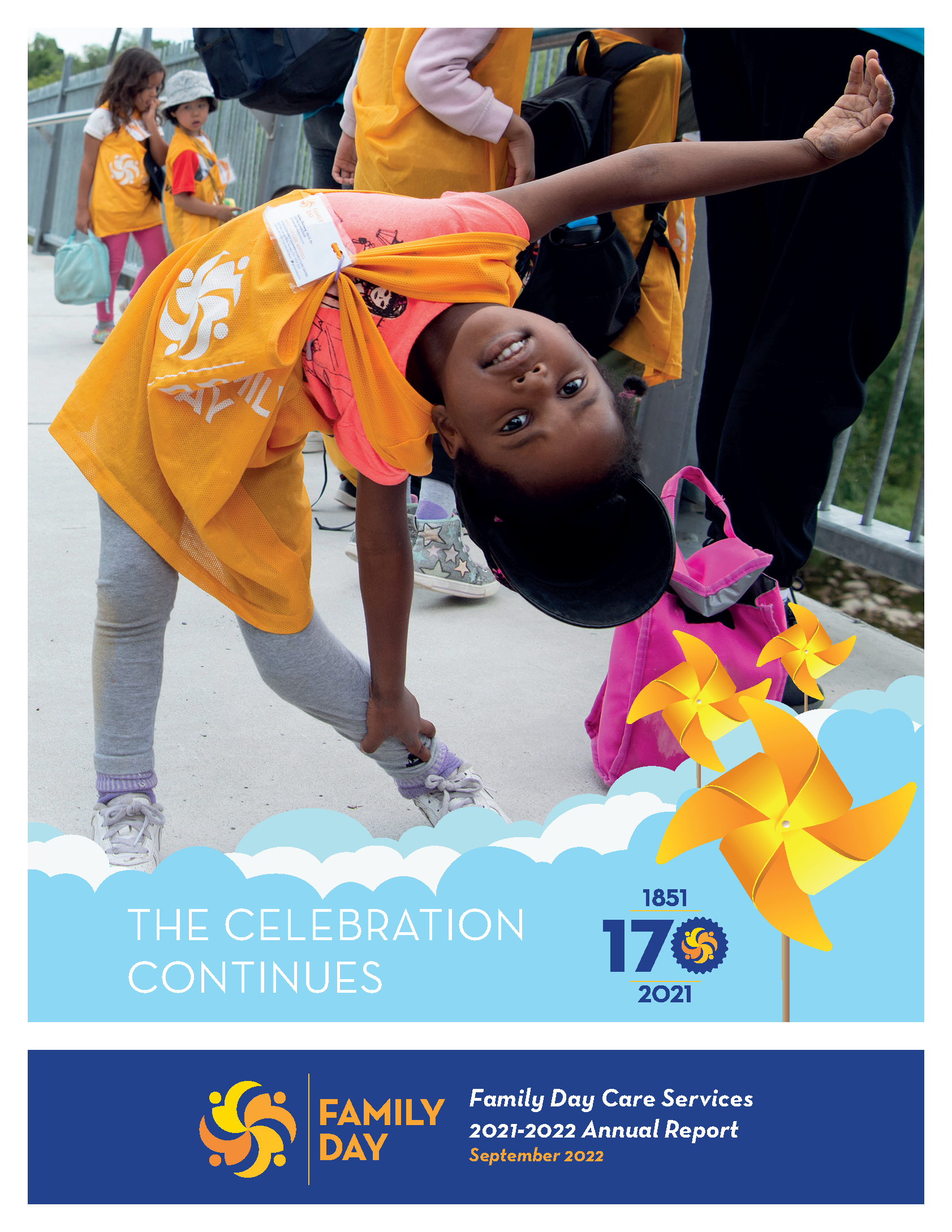 family day care services 2021-2022 annual report cover page, child exercising